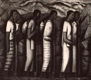 Group Of Indians On The Road by Alfredo Ramos Martinez