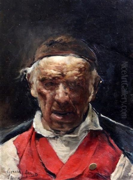 Portrait Of A Man Wearing A Red Waistcoat - view 1