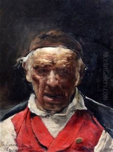Portrait Of A Man Wearing A Red Waistcoat by Jose Garcia Ramos