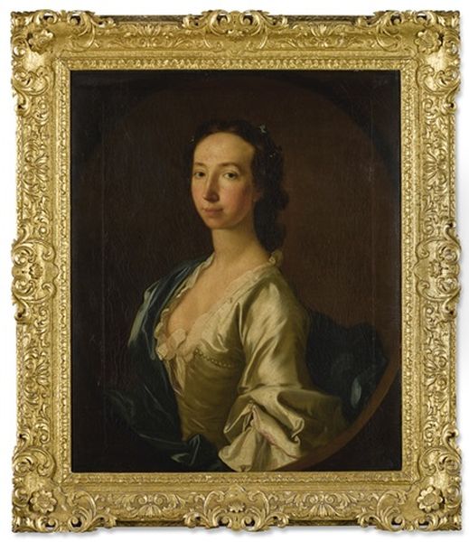 Portrait Of Clementina Maria Sophia Walkinshaw (1726-1802), Half-length, Wearing A White Dress, A Blue Cloak, And Pearls In Her Hair - view 1