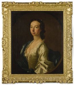 Portrait Of Clementina Maria Sophia Walkinshaw (1726-1802), Half-length, Wearing A White Dress, A Blue Cloak, And Pearls In Her Hair
