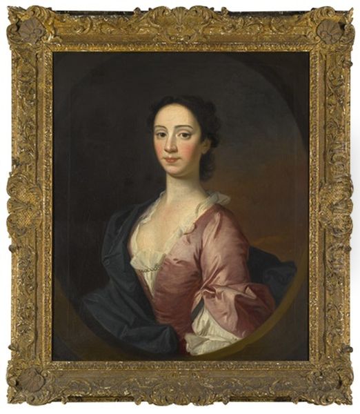 Portrait Of Mary Stuart (d. 1739), Half-length, Wearing A Pink Dress And A Blue Cloak - view 1