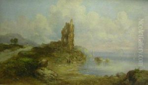 Figures On A Rocky Coast With Ruined Castle