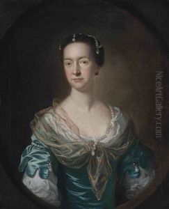 Portrait Of A Lady, Traditionally Identified As Mrs Margaret Fergusson, Half-length, In A Blue Dress With Pearl Ornaments And A Gold-embroidered Wrap...