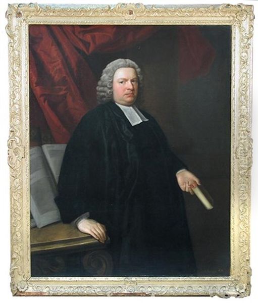 Portrait Of Dr Ralph Freman, Rector Of Aspenden (d.1772), Three-quarter Length, Wearing Clerical Dress And Holding A Prayer Book - view 1