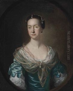 Portrait Of A Lady, Traditionally Identified As Mrs Margaret Fergusson, Half-length, In A Blue Dress With Pearl Ornaments And A Gold-embroidered ...