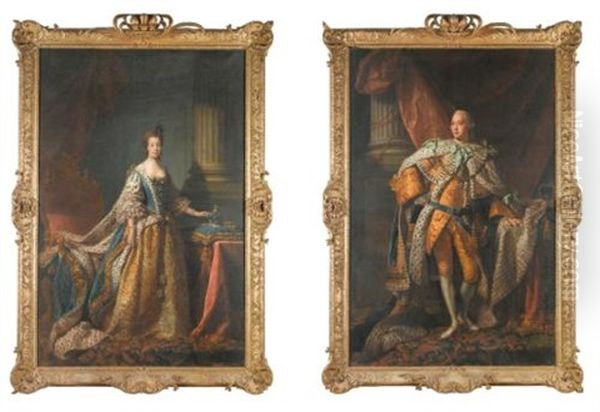 Portraits Of George Iii (+ Queen Charlotte, Wearing Coronation Robes; Pair) - view 1