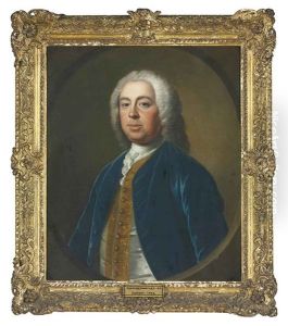 Portrait Of Penistone Powney, M.p., Of Ives Place, Middlesex, In A Blue Velvet Coat, With A Gold-embroidered Waistcoat And A White Stock, In A Sculpted Cartouche