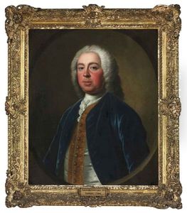 Portrait Of Penistone Powney, M.p. Of Ives Place, Middlesex In A Blue Velvet Coat, With A Gold-embroidered Waistcoat And A White Stock by Allan Ramsay