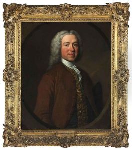 Portrait Of Richard Powney, D.c.l. In A Brown Coat, Gold-emroidered Waistcoat And White Stock, With A Tricorne Hat Under His Arm