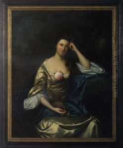 Portait Of A Lady In A Green Satin Gown by Allan Ramsay