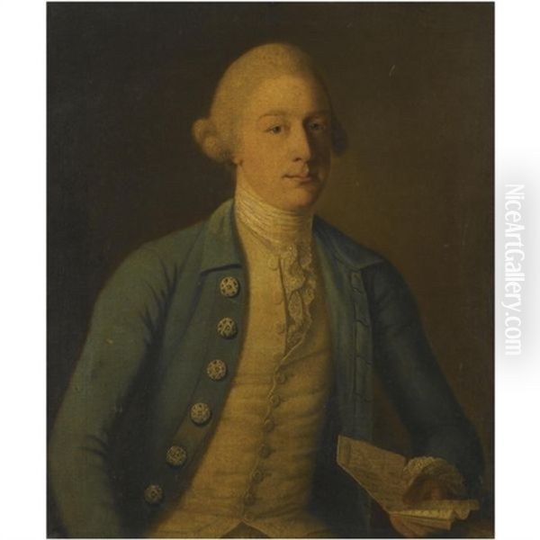 Portrait Of A Gentleman, Wearing A Green Jacket, Holding A Letter - view 1