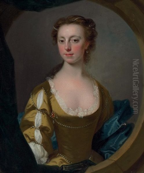 Portrait Of A Lady, Traditionally Identified As Mrs. Kitty Clive In A Feigned Stone Oval Window - view 1