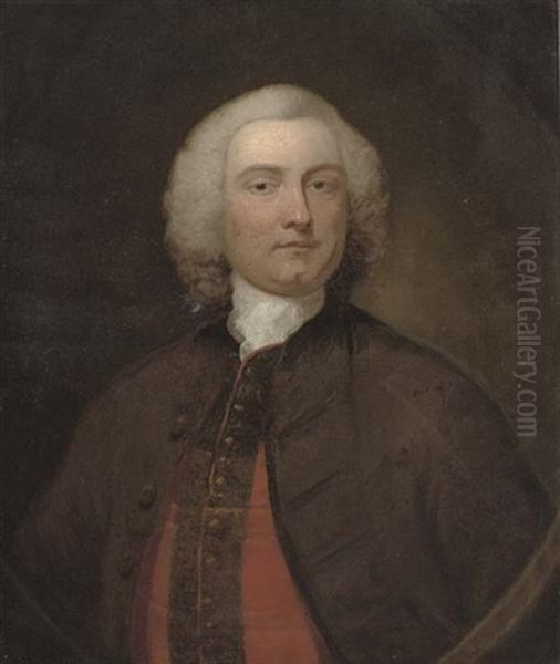 Portrait Of A Gentleman In A Brown Coat And Red Waistcoat (sir John Campbell?) - view 1