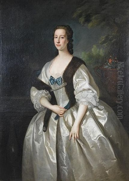 Portrait Of A Lady (alicia Oldfeld?), Three-quarter-length In A Lace-trimmed Dress And A Fur Stole - view 1