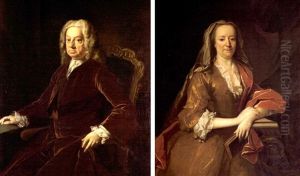 Portrait Of Sir Roger Hudson (+ Portrait Of His Wife, Emma Susanna Vansittart, Lady Hudson; Pair) by Allan Ramsay