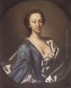 Portrait Of A Woman In A Blue Dress by Allan Ramsay