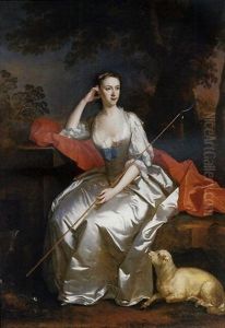 Portrait Of Lady Jane Douglas As A Shepherdess Seated In A Landscape by Allan Ramsay