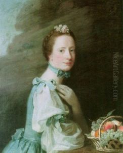 Portrait Of Lady Milbanke Wearing A White Dress by Allan Ramsay