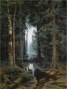 Forest Scene by Wladimir Archipowicz Bondarenko