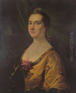 Portrait Of Lady Anne Stuart In A Gold Dress With A Pearl Choker by Allan Ramsay