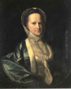 Portrait Of Sarah West, Wife Of Andrew, Second Lord Archer, Half-length, Wearing A Green Silk Dress Trimmed With Lace... by Allan Ramsay