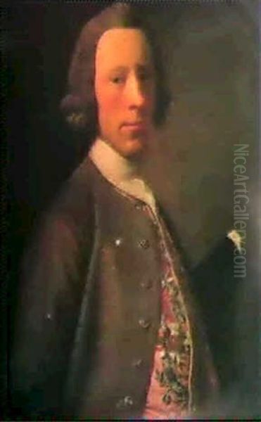 A Portrait Of Thomas Shairp Of Houstoun, Half Length, In A Pink Waistcoat, Grey Jacket And Powdered Wig - view 1