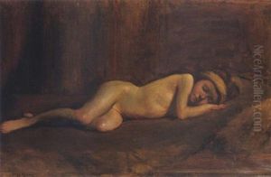 Nude Study - Young Girl Reclining by Hugh Ramsay