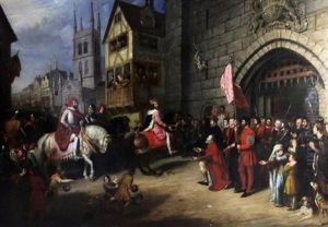 The Entry Of The Black Prince Into London With The French King And His Son As Prisoners, Welcomed By King Edward Iii, The Mayor Of London... by James Ramsay