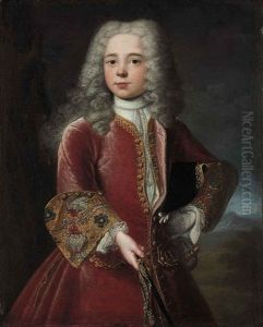 Portrait Of A Young Man In A Red Tunic With Gold Embroidered Sleeves, A Landscape Beyond Portrait Of A Young Man In A Red Tunic With Gold Embroidered Sleeves, A Landscape Beyond