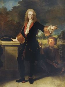 Portrait D'un Jeune Homme Sur Une Terrasse Accompagne D'un Page