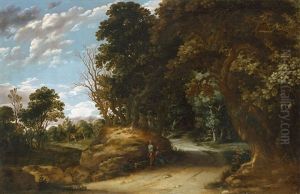 Bewaldete Landschaft Mit Rastenden Wanderern by Abraham van Rande