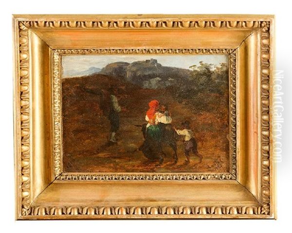 Family With Donkey In The Mountains - view 1