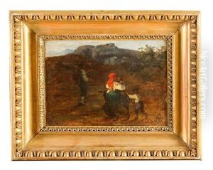 Family With Donkey In The Mountains