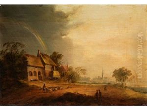 Landschaft Mit Regenbogen by Johann Matthias Ranftl