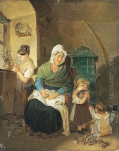 Gluckliche Grosmutter by Johann Matthias Ranftl