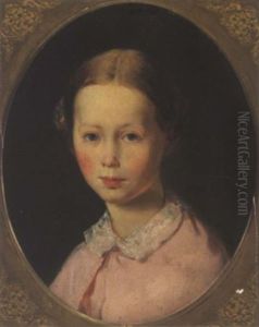Madchen In Rosa Kleid by Johann Matthias Ranftl