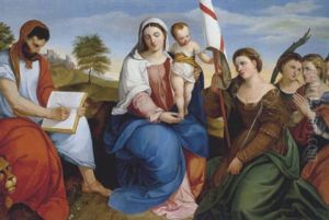 Madonna Mit Kind Und Den Heiligen Markus Evangelista Sowie Ursula Mit Jungfrauen by Johann Matthias Ranftl