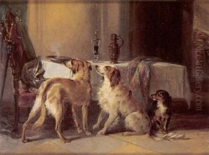 Atelierszene Mit Hunden by Johann Matthias Ranftl