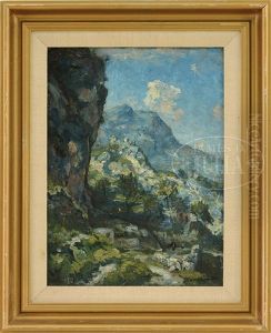 Hikers In A Mountainous Landscape by Henry Ward Ranger
