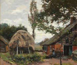 Cottage Landscape With Haystack