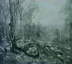 Autumn Views: Figure In Woodland Passage; Figure Before Riverbank (with Artist's Stamp) by Henry Ward Ranger