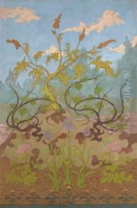 Iris Et Grandes Fleurs Jaunes Et Mauves by Paul Elie Ranson