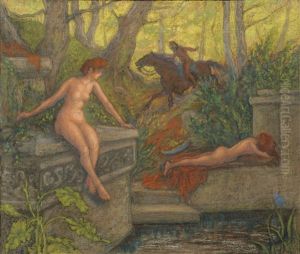 Deux Nymphes Surprises Par Un Cavalier