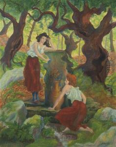 Deux Femmes A La Fontaine by Paul Elie Ranson