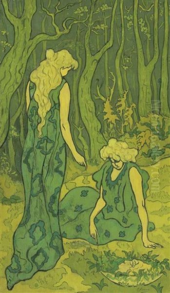 Deux Jeunes Filles Devant La Tete D'orphee - view 1
