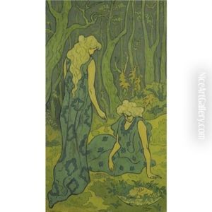 Deux Jeune Filles Devant La Tete D'orphee by Paul Elie Ranson