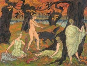 Diane Chasseresse Pres Du Lac Ou Scene Pastorale Ou Baigneuse Chasseresse Ou Diane Au Bain by Paul Elie Ranson