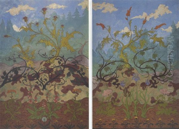 Soucis & Pavots; Aromes, Iris Violets Et Jaunes, Chardons Et Digi-tales; Jaunes Et Iris Mauves - view 1