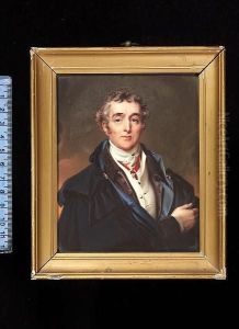 Arthur Wellesley, 1st Duke Of Wellington(1769-1852), Wearing Brown Coat, White Waistcoat, Tied Cravat,blue-lined Black Cloak With Gold Clasps, Red Ribbon And Badge Ofthe Order Of The Golden Fleece About His Neck. by Henry Pierce Bone